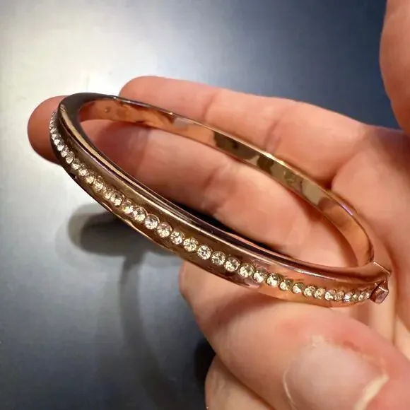Kate Spade New York Pave Rose Gold Hinged Bangle Bracelet - Picture 8 of 9
